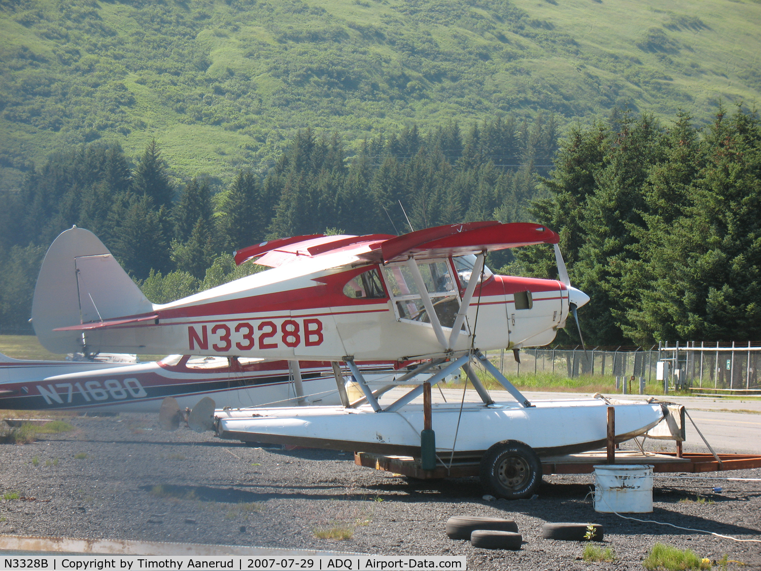 N3328B, 1954 Piper PA-22-135 Tri-Pacer C/N 22-2143, General Aviation area at Kodiak