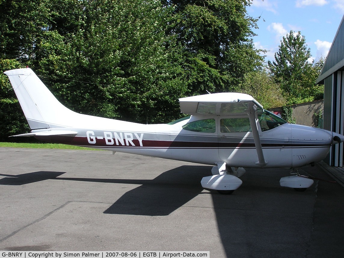 G-BNRY, 1977 Cessna 182Q Skylane C/N 182-65629, Cessna 182 outside the hangar at Booker