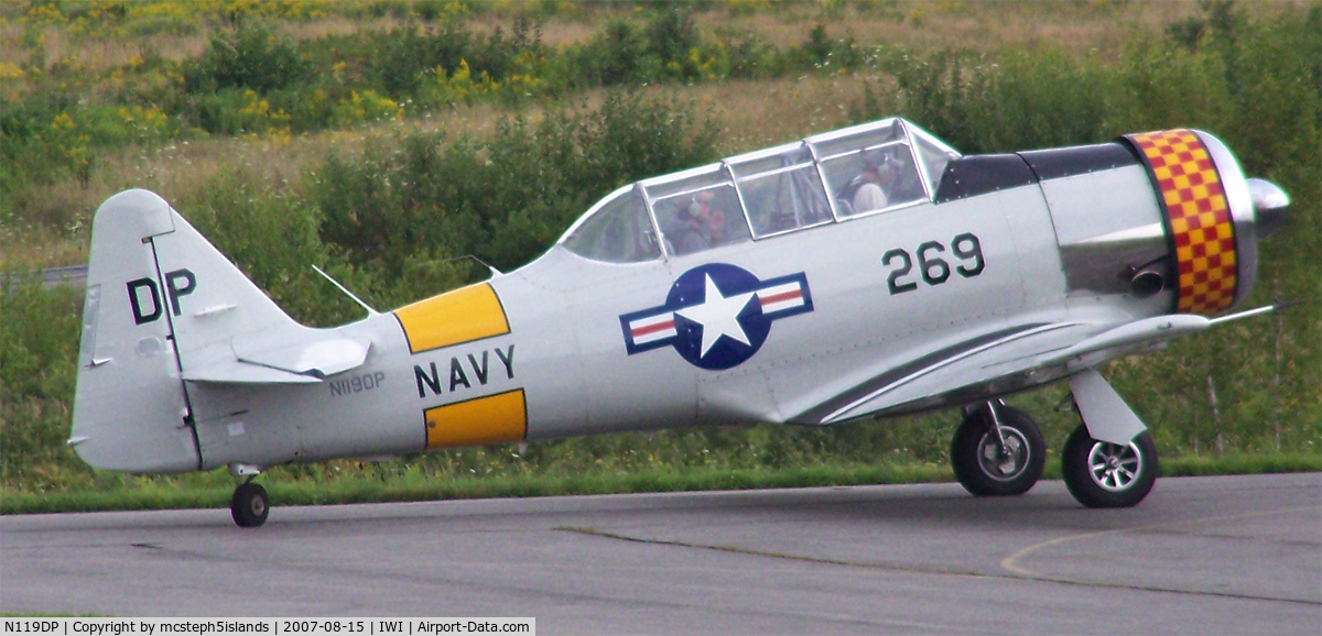 N119DP, 1942 North American SNJ-4 Texan C/N 88-10185, Runnup at Wiscasset Airport (IWI)