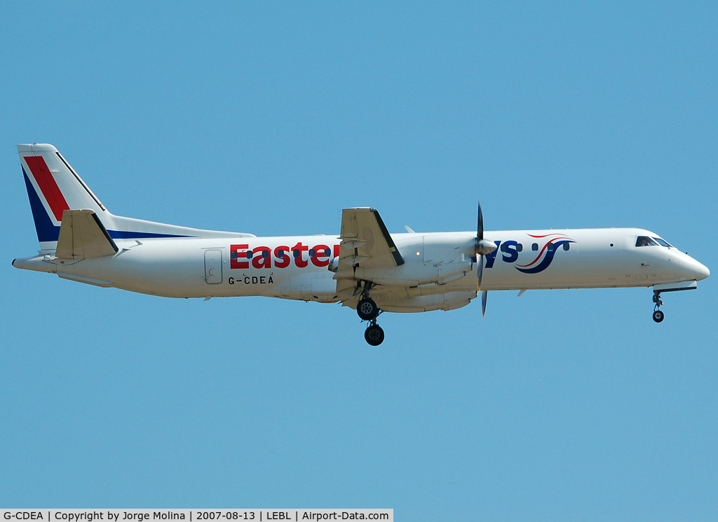 G-CDEA, 1994 Saab 2000 C/N 2000-009, Operated by Lagun Air (Spanish Airline) for the summer season.