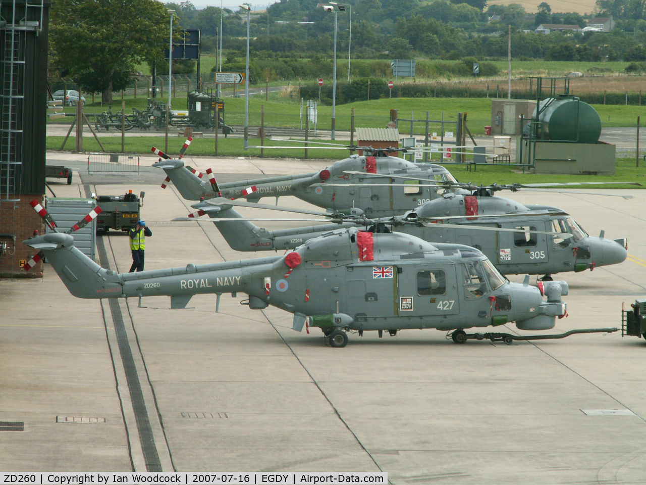 ZD260, 1983 Westland Lynx HAS.8DSP C/N 292, Westland Lynx HMA.8/With others on the ramp at Yeovilton