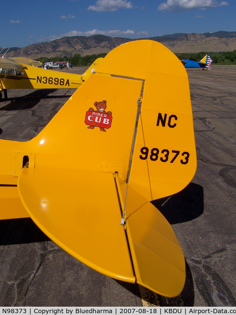 N98373, 1946 Piper J3C-65 Cub Cub C/N 18550, Parked for display at Boulder Open House.