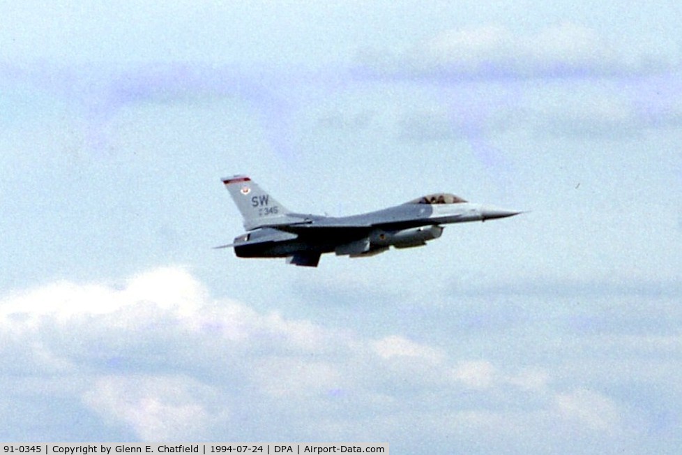 91-0345, 1991 General Dynamics F-16CM Fighting Falcon C/N CC-43, F-16C fly by. Long distance shot with 1000mm lens