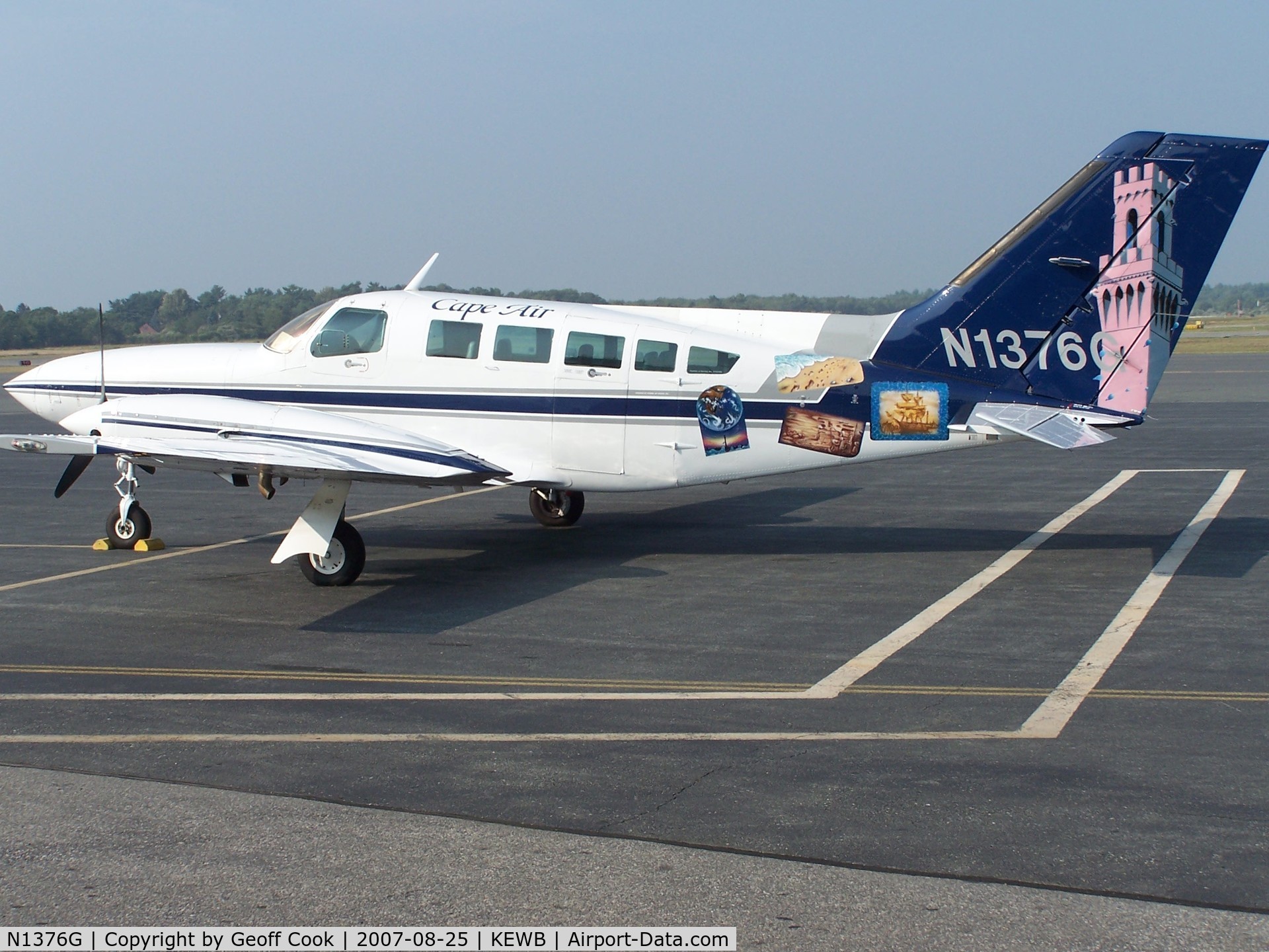 N1376G, 1980 Cessna 402C C/N 402C0271, N1376G with Cape Air is one of several of the company's Cessna 402s with a special livery
