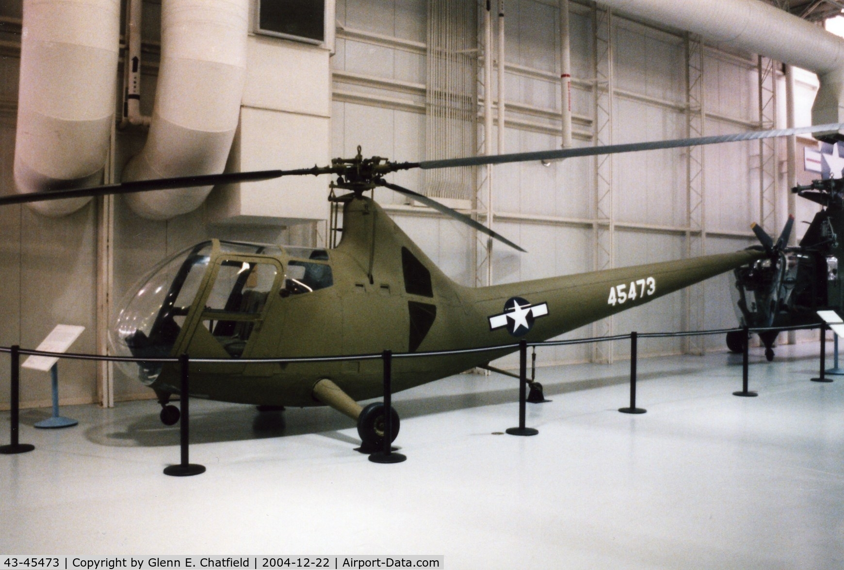 43-45473, 1944 Sikorsky R-6A Hoverfly C/N Not found 43-45473, H-6A at the Army Aviation Museum.  This is a version of the Sikorsky-built model.