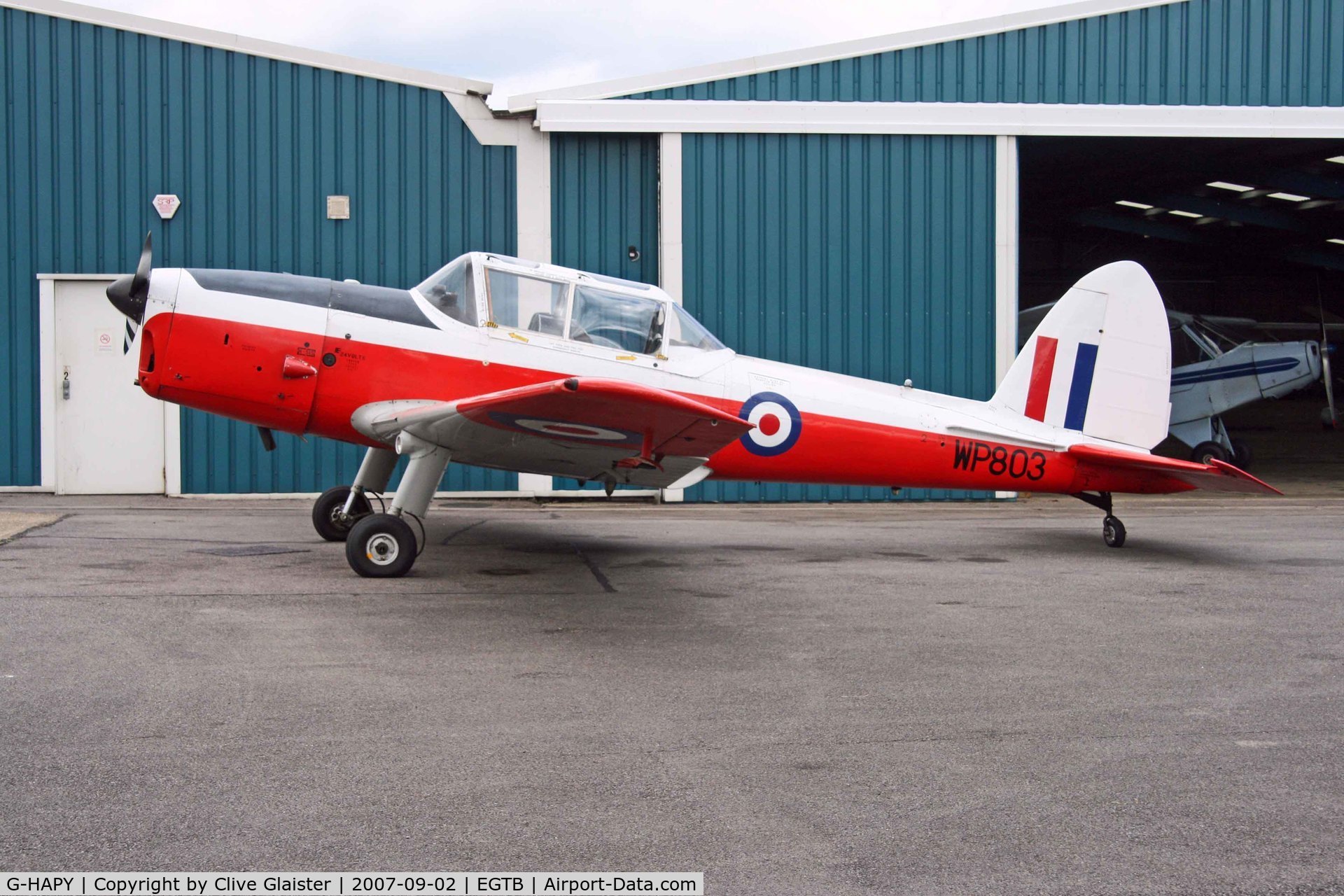 G-HAPY, 1952 De Havilland DHC-1 Chipmunk T.10 C/N C1/0697, Colour scheme of the ROYAL AIR FORCE - Serial No: WP803 - Registered Owner: ASTROJET LTD