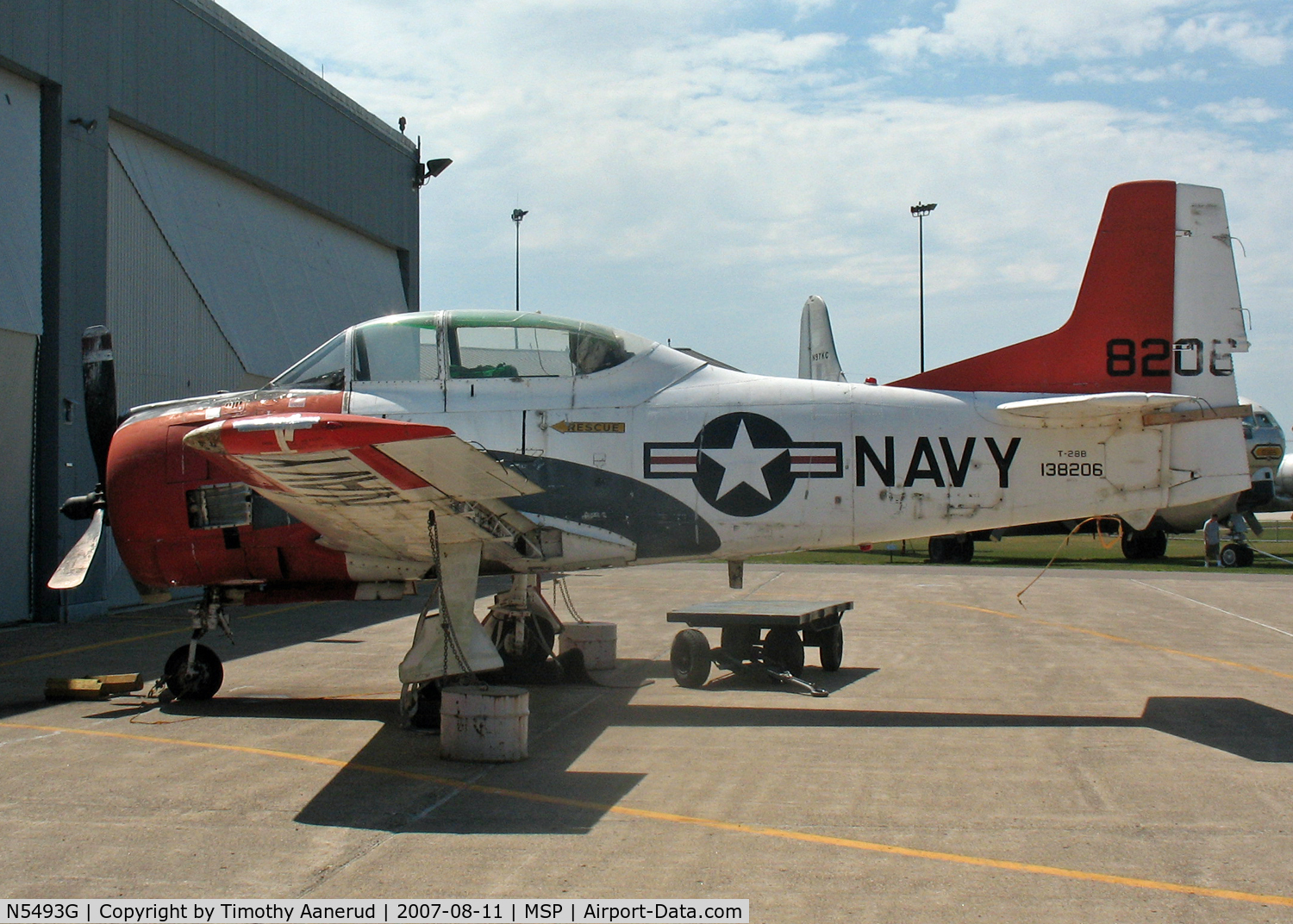N5493G, North American T-28B C/N 138206, North American T-28B Trojan. Ex BuNo. 138206.  Minnesota Air National Guard Museum