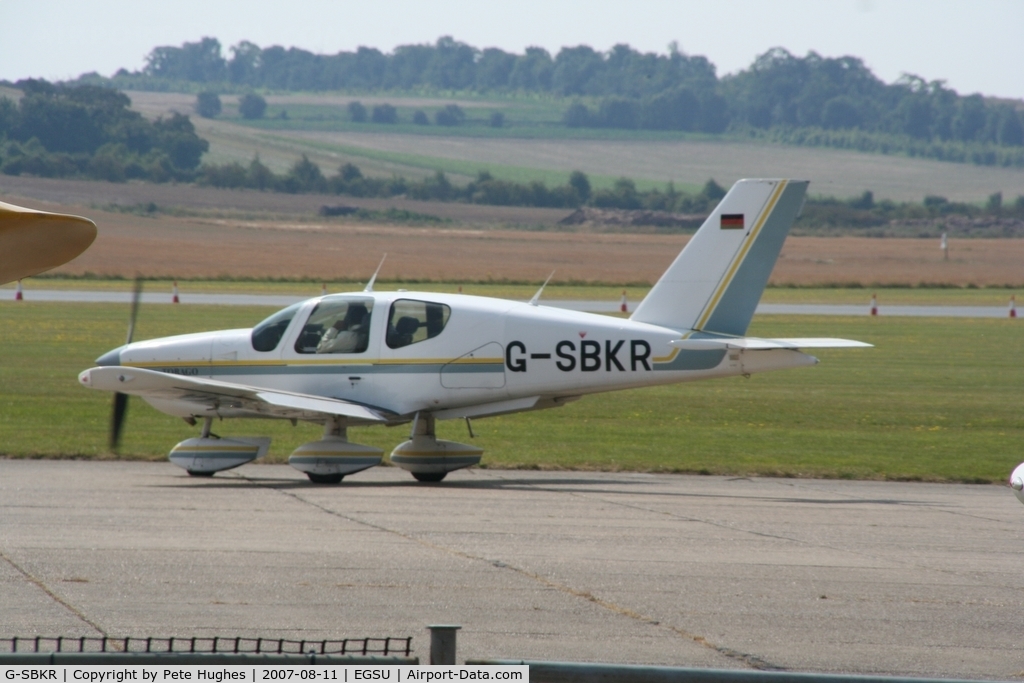 G-SBKR, 1990 Socata TB-10 Tobago C/N 1077, taxiing for departure from Duxford