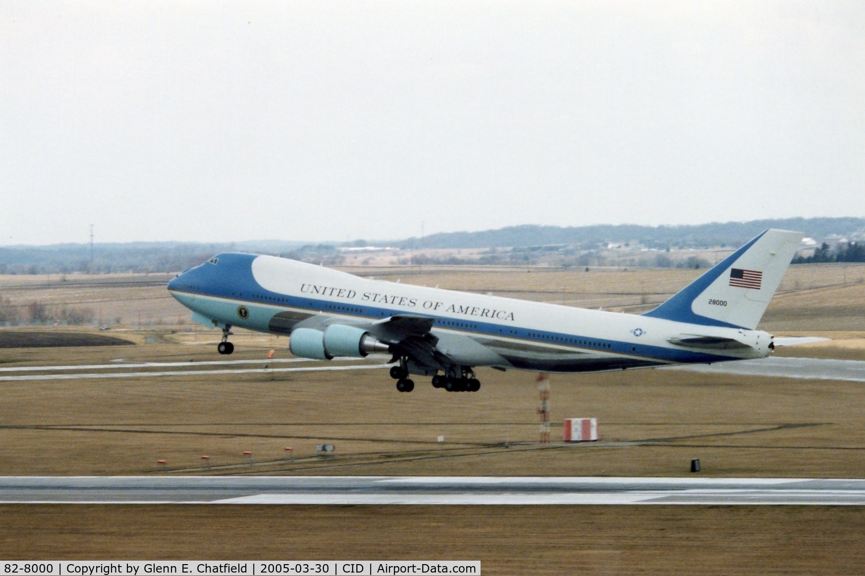 82-8000, 1987 Boeing VC-25A (747-2G4B) C/N 23824, Air Force One taking off runway 9