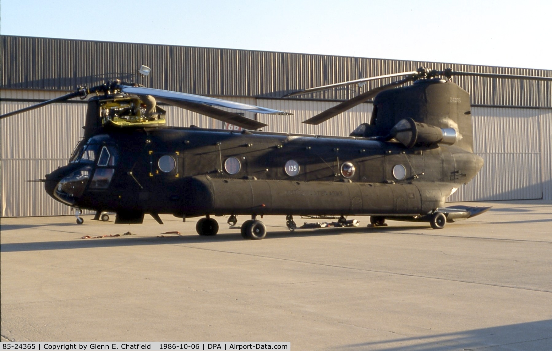 85-24365, 1985 Boeing CH-47D Chinook C/N M.3135, Parked on the ramp