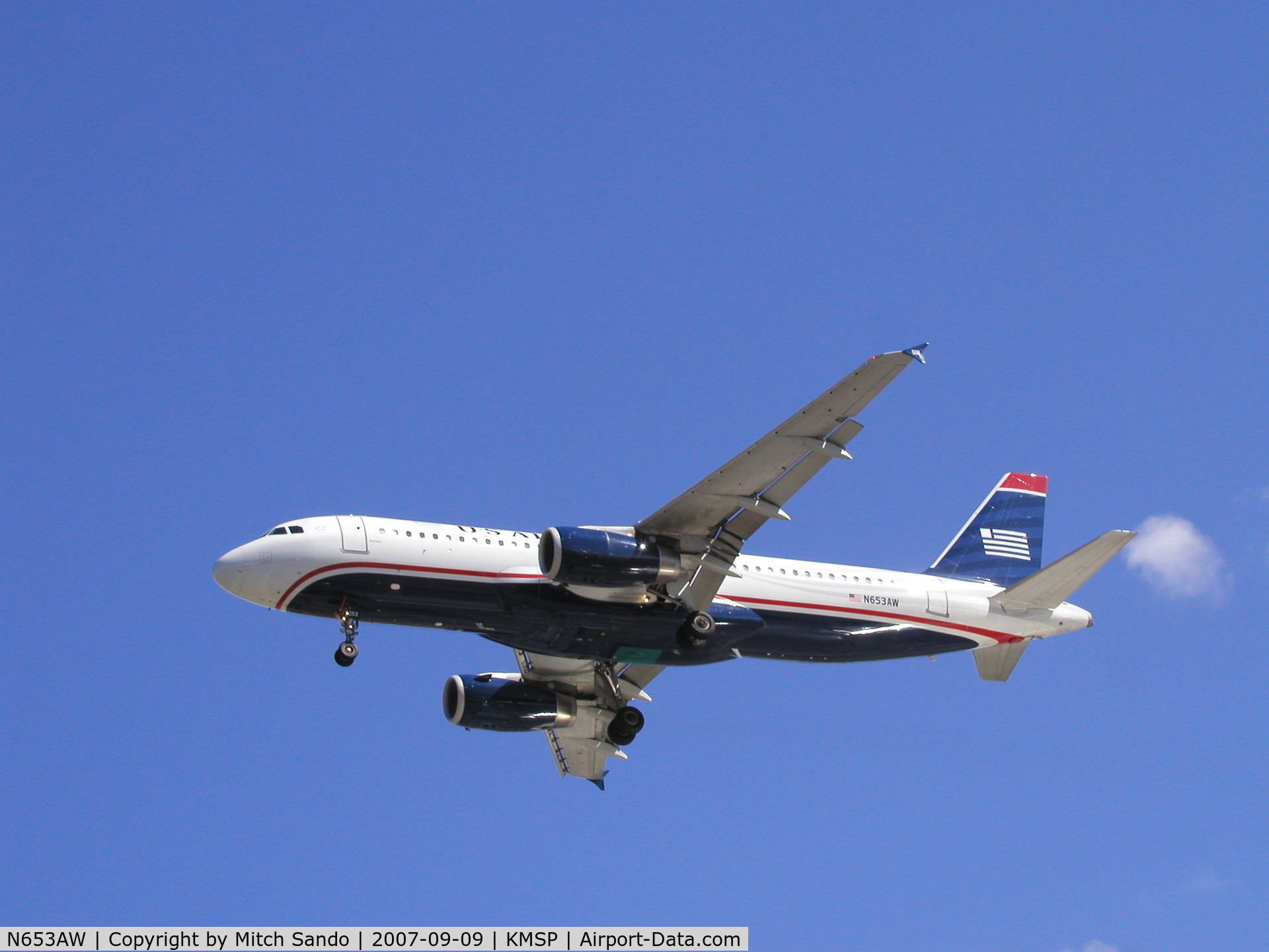 N653AW, 1999 Airbus A320-232 C/N 1003, AWE57 landing Runway 35 from Phoenix (PHX).
