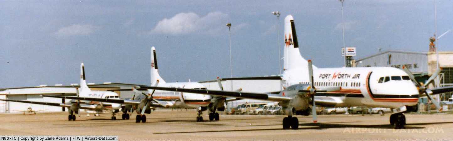 N907TC, 1968 NAMC YS-11A-208 C/N 2066, 3 YS-11A ready for Fort Worth Air operations @1985