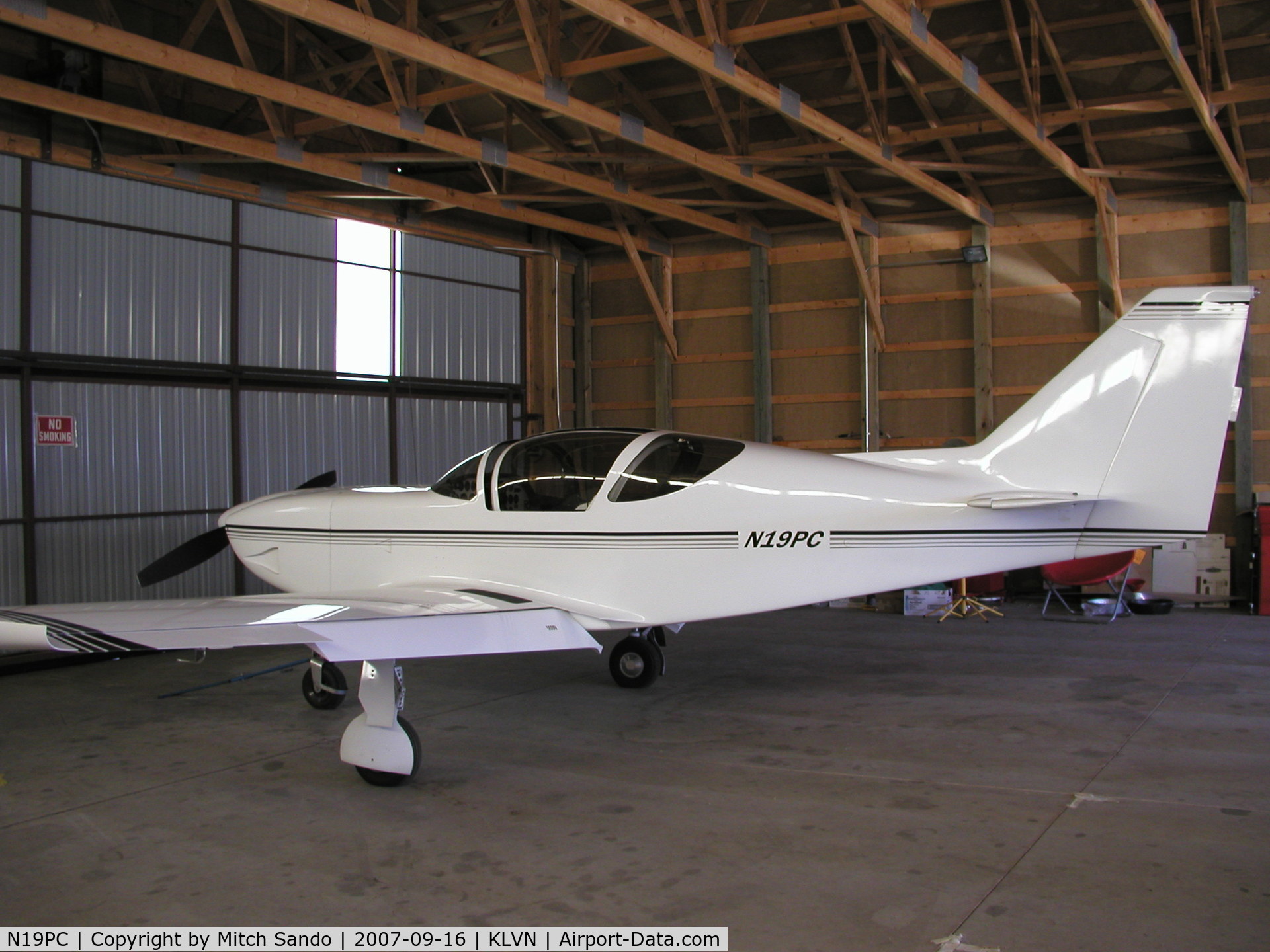 N19PC, 2003 Stoddard-Hamilton Glasair RG1 C/N SAWKA 486, Parked inside the hangar.