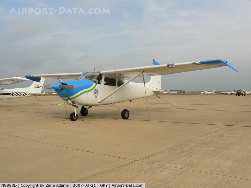 N9980B, 1957 Cessna 182A Skylane C/N 34380, Nose art! on the ramp at Arlington Muni