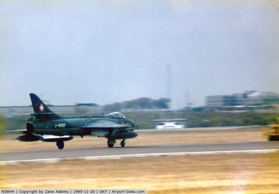 N58HH, 1958 Hawker Hunter F.58A C/N 41H-697464, Arrival Day at Texas Air Command Museum / Current registration C-GZIB