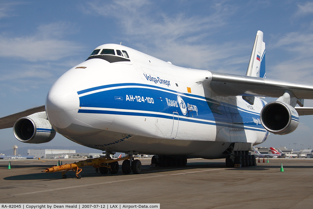 RA-82045, 1991 Antonov An-124-100 Ruslan C/N 9773052255113, A rare visitor parked at the Imperial Cargo Terminal after arriving with a hefty payload.