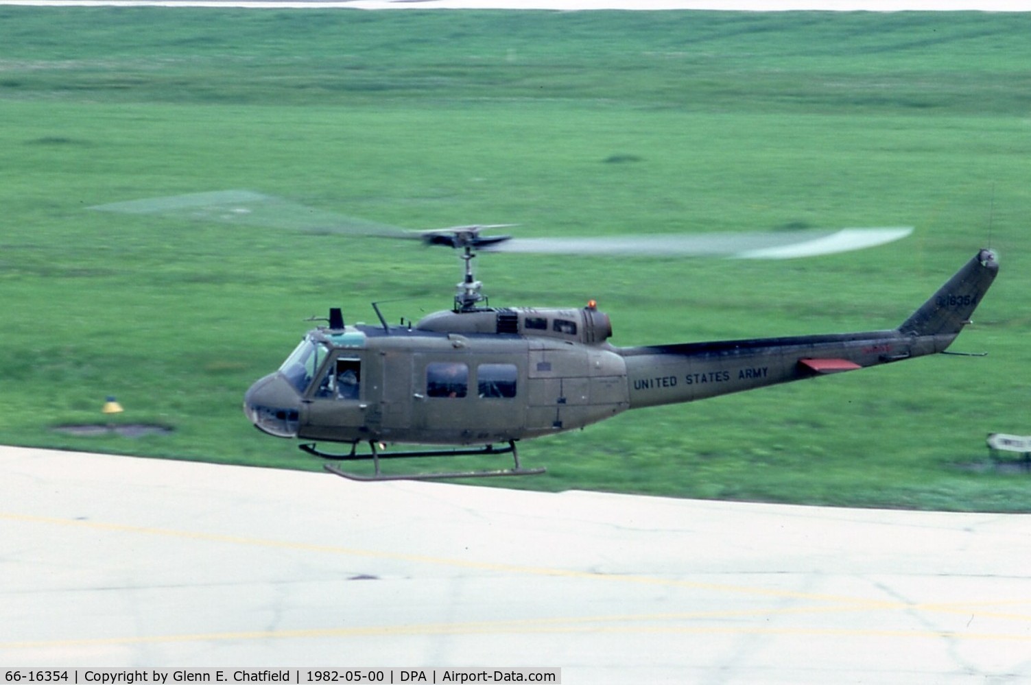 66-16354, 1967 Bell UH-1H Iroquois C/N 8548, Flying by the tower