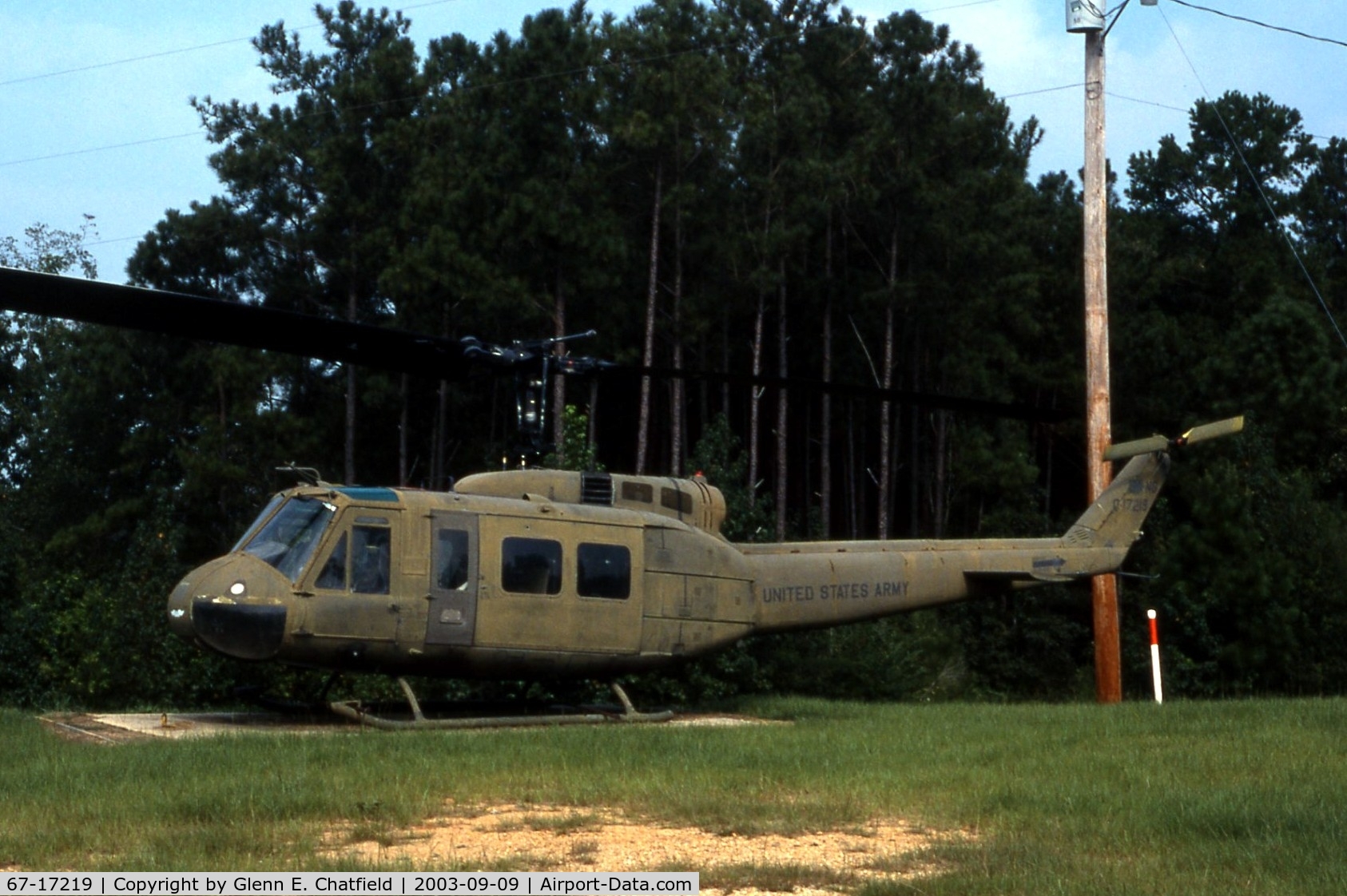 67-17219, 1967 Bell UH-1H Iroquois C/N 9417, UH-1H in front of the VFW post at Magee, MS