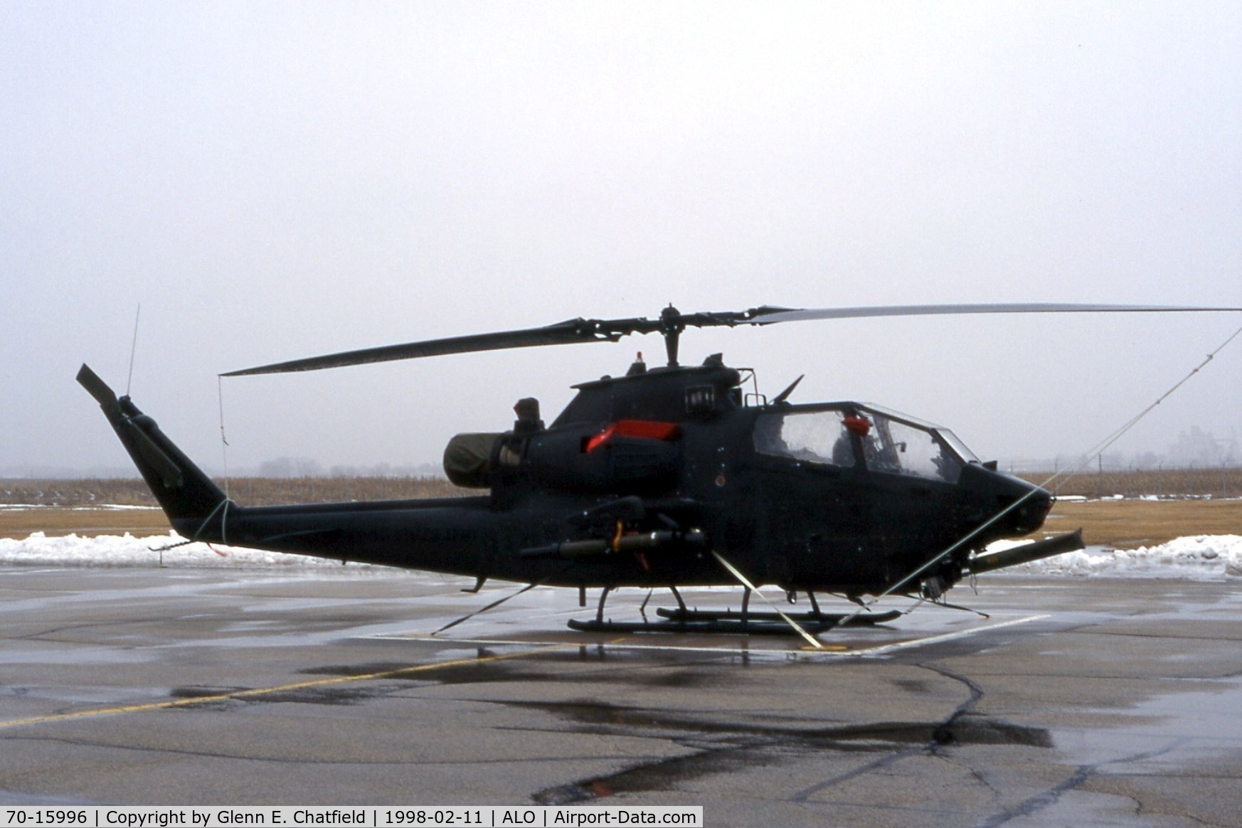 70-15996, 1970 Bell AH-1F Cobra C/N 20940, AH-1S of Iowa National Guard.  Taken during light, freezing drizzle.  The unit now flies OH-58s