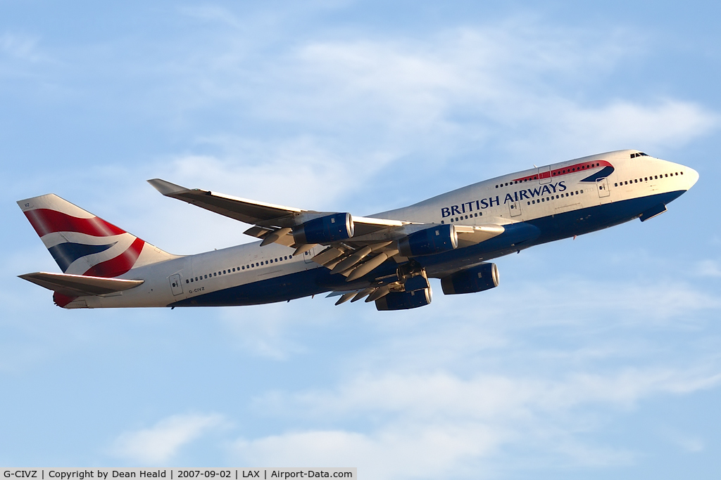 G-CIVZ, 1998 Boeing 747-436 C/N 28854, British Airways G-CIVZ (FLT BAW282) climbing out from RWY 24L enroute to London Heathrow (EGLL).