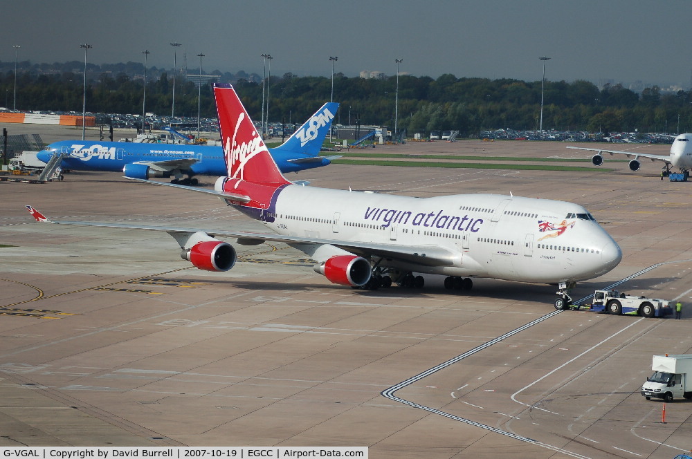 G-VGAL, 2001 Boeing 747-443 C/N 32337, Virgin Atlantic - Being pushed.