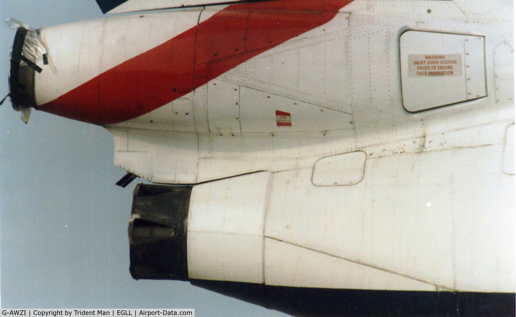 G-AWZI, 1971 Hawker Siddeley HS-121 Trident 3B-101 C/N 2310, Close up of the boost engine area.