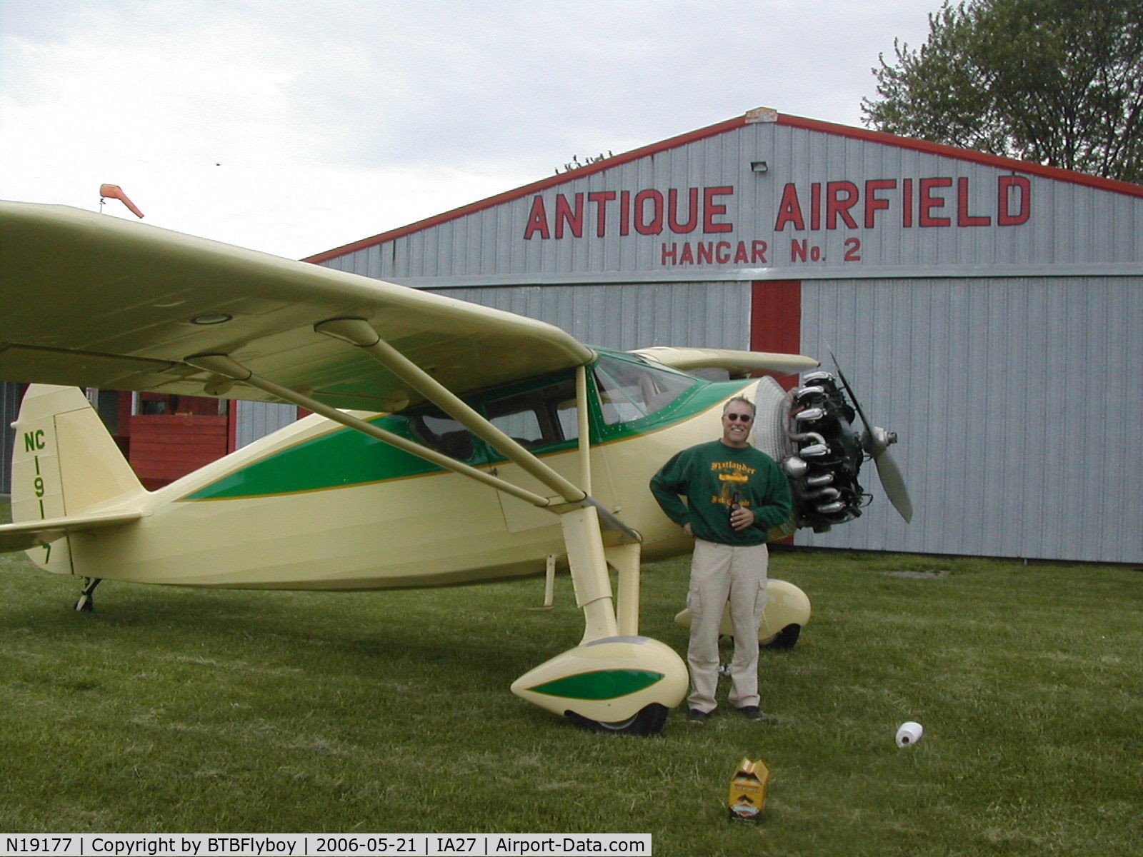 N19177, 1938 Fairchild 24 J C/N 3501, The new owner upon arrival at Antique Airfield near Blakesburg, IA