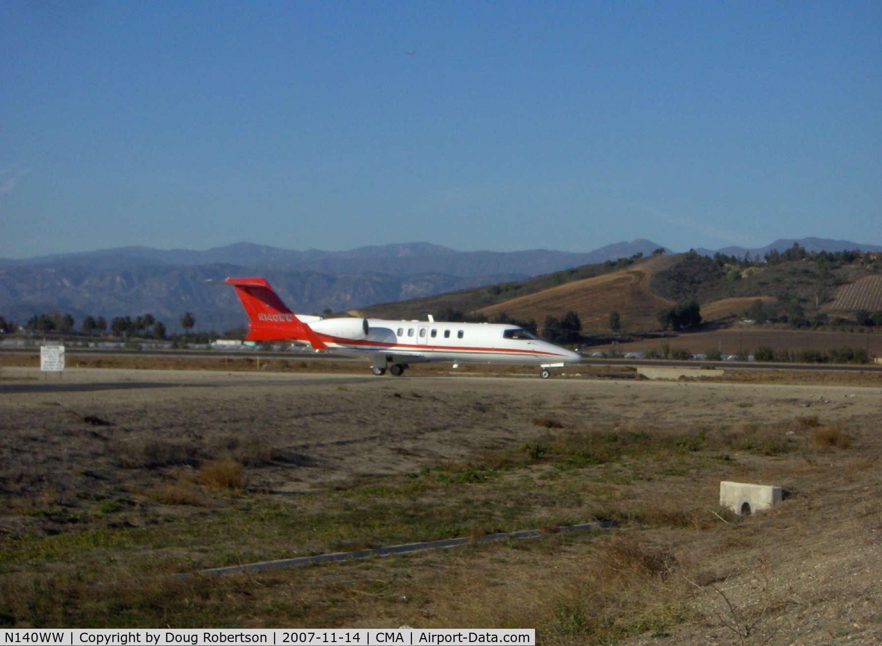 N140WW, 2006 Learjet 45 C/N 2049, 2006 Bombardier Aerospace Learjet 45 Business Jet, two Honeywell TFE731-20AR turbofans, each flat rated 3,500 lb st for TO, taxi after landing Rwy 26