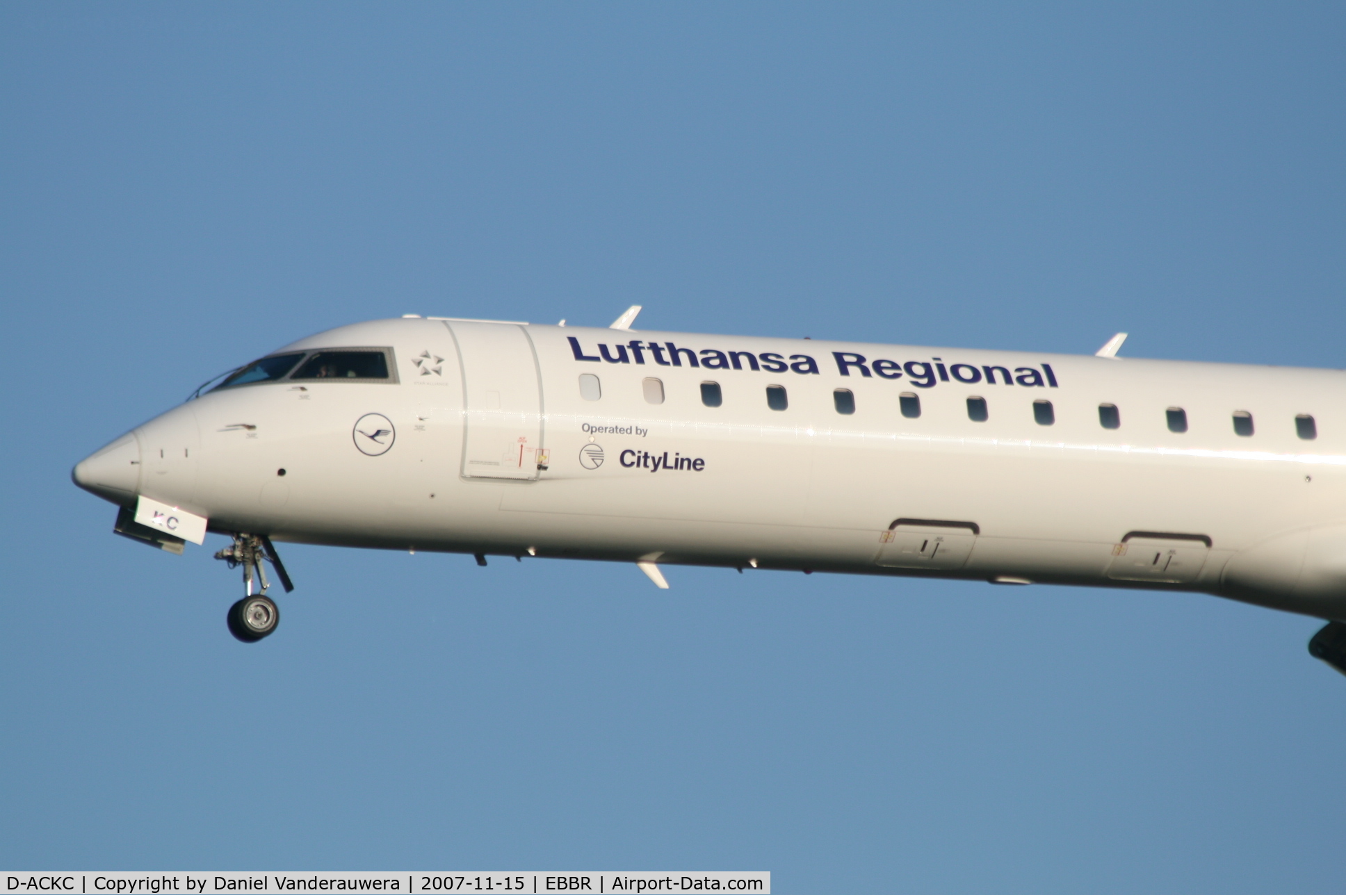 D-ACKC, 2006 Bombardier CRJ-900LR (CL-600-2D24) C/N 15078, descending to rwy 25L