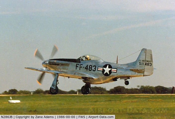N286JB, 1945 North American P-51D Mustang C/N 4511483, Bob Hoover, Pilot At Ft. Worth Air Fest 1986