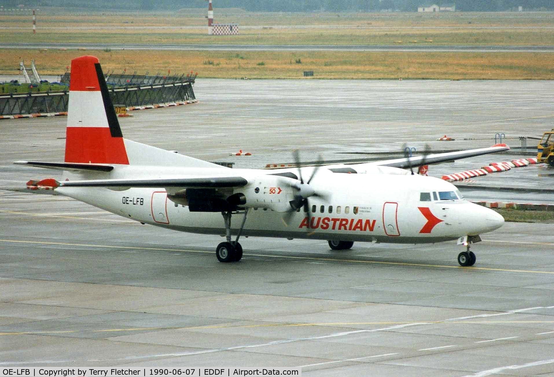 OE-LFB, 1988 Fokker 50 C/N 20123, Austrian Airlines Fokker 50 subsequently became PH-FZJ and then SU-AYH