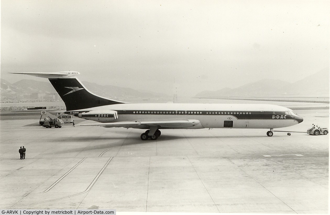 G-ARVK, 1964 Vickers VC10 Srs 1101 C/N 813, HKG Kai Tak airport,Feb1965