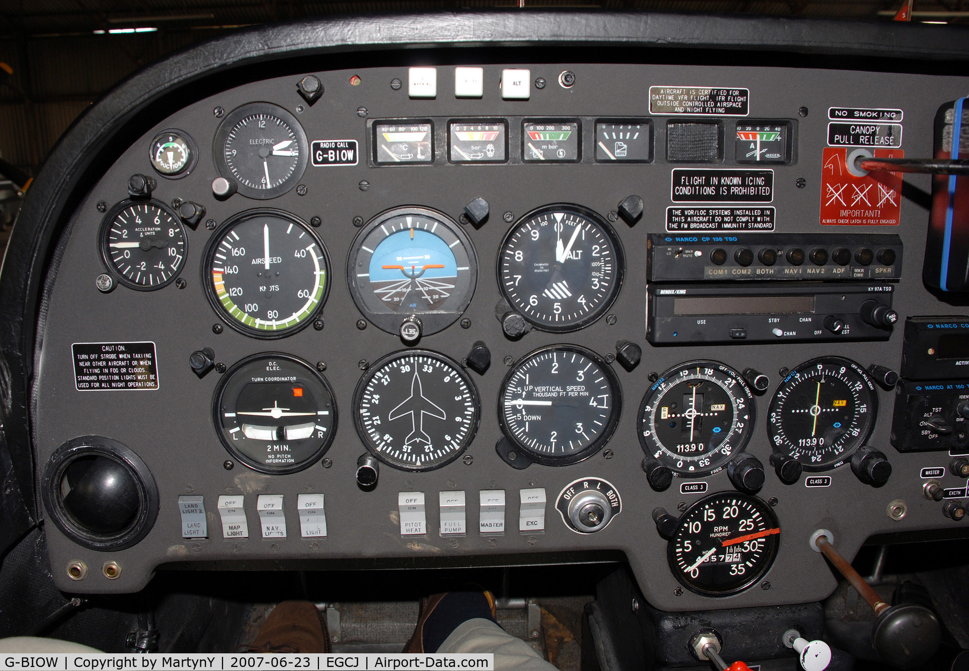 G-BIOW, 1981 Slingsby T-67A Firefly C/N 1988, P1 instrument panel in our T67A