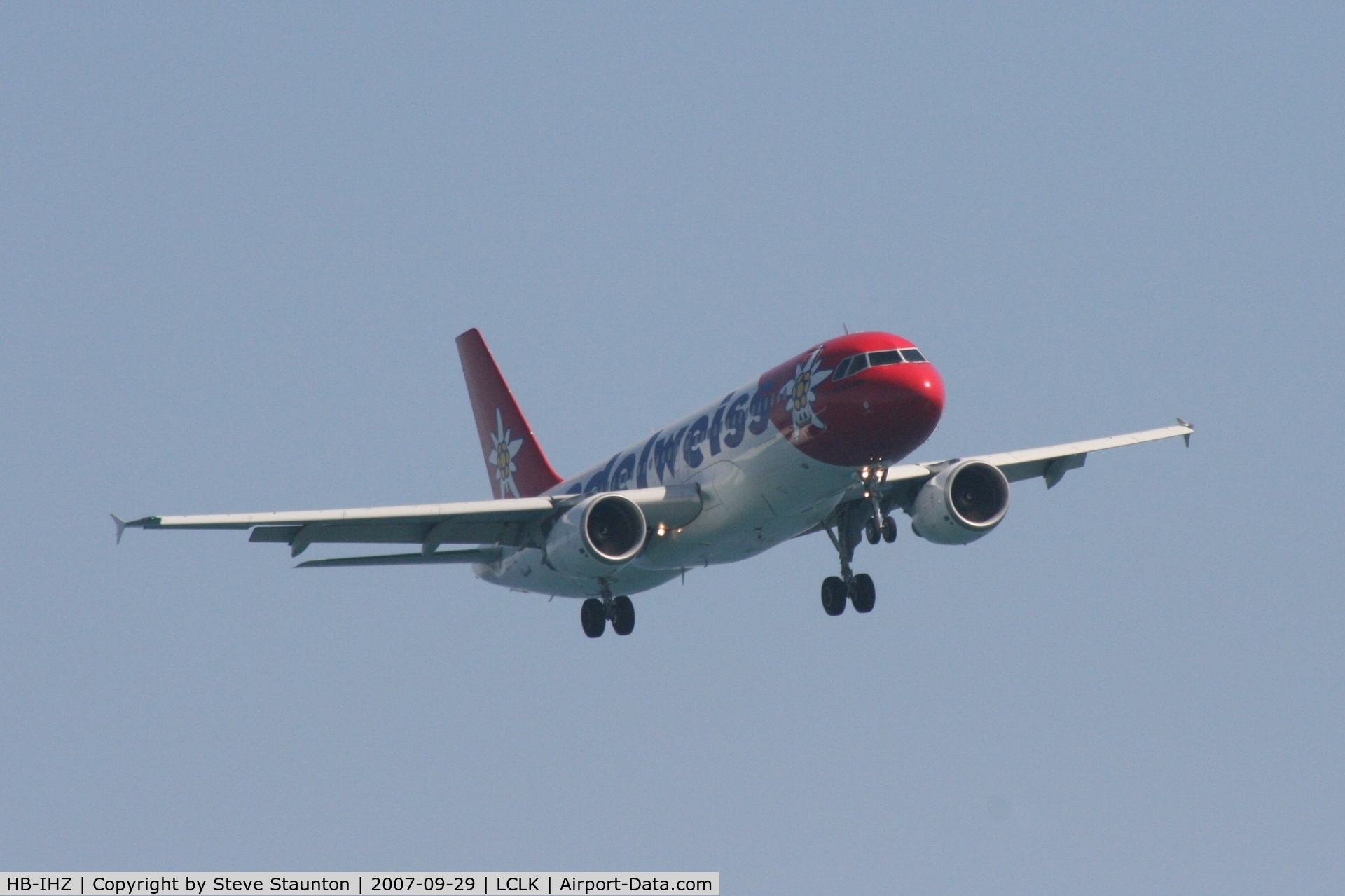 HB-IHZ, 1999 Airbus A320-214 C/N 1026, Taken on a beach in Larnaca 29th September 2007