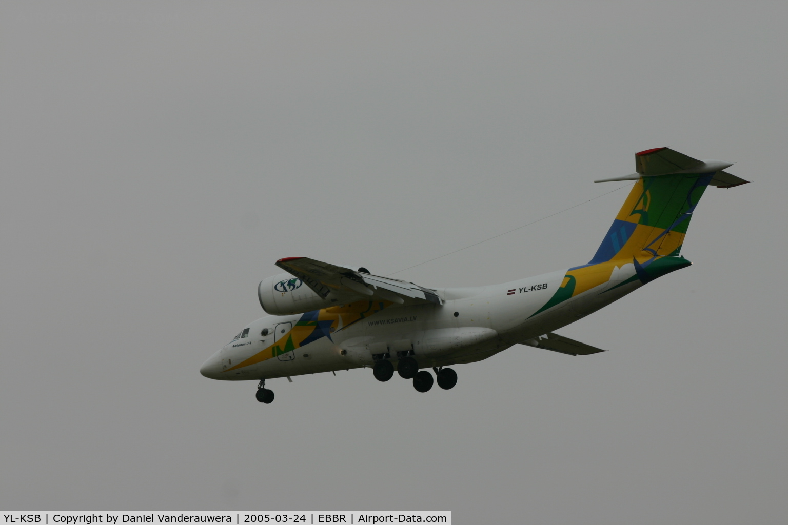 YL-KSB, 1994 Antonov An-74 C/N 36547136013, descending to rwy 25R
