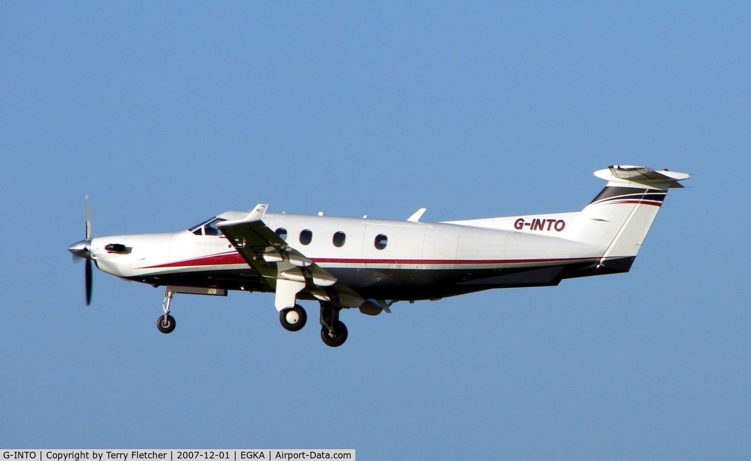 G-INTO, 2005 Pilatus PC-12/45 C/N 609, PC12 takes off from Shoreham on a bright sunny morning