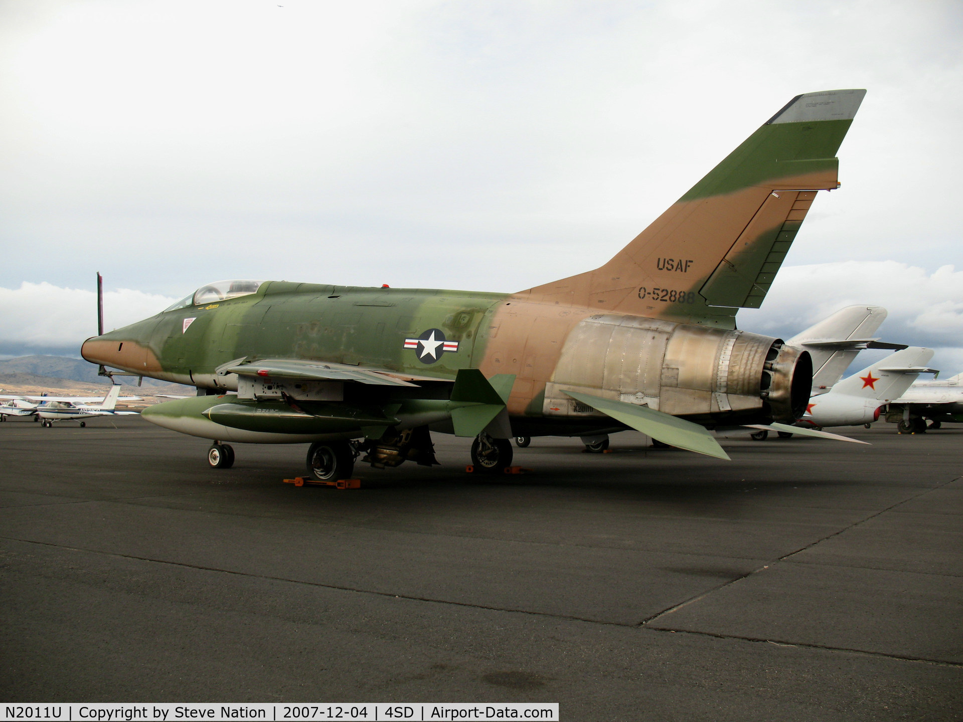 N2011U, 1955 North American F-100D Super Sabre C/N 224-155, North American F-100D 0-52888 Vietnam camo @ Reno-Stead