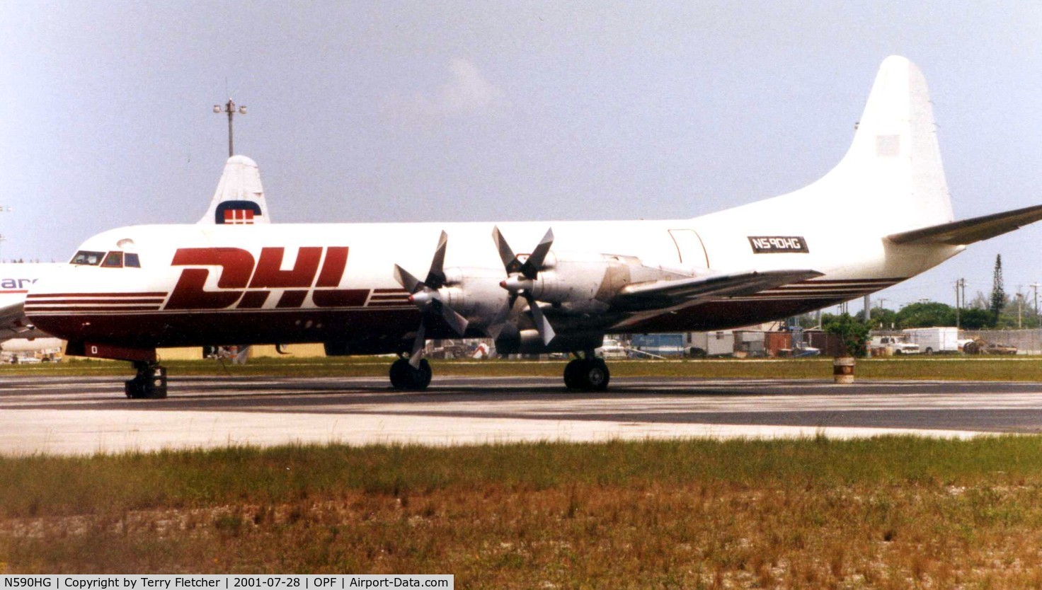 N590HG, 1959 Lockheed L-188C(F) Electra C/N 1098, This DHL Electra had just acquired its America marks  in 2001