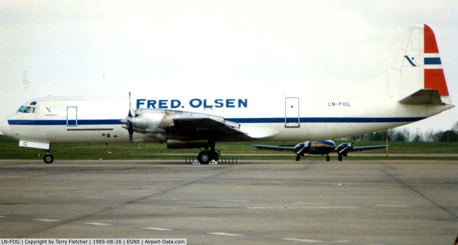 LN-FOG, 1961 Lockheed L-188A(F) Electra C/N 1143, This Lockheed Electra c/n 1143 plied its trade for Fred Olsen for many years in Europe