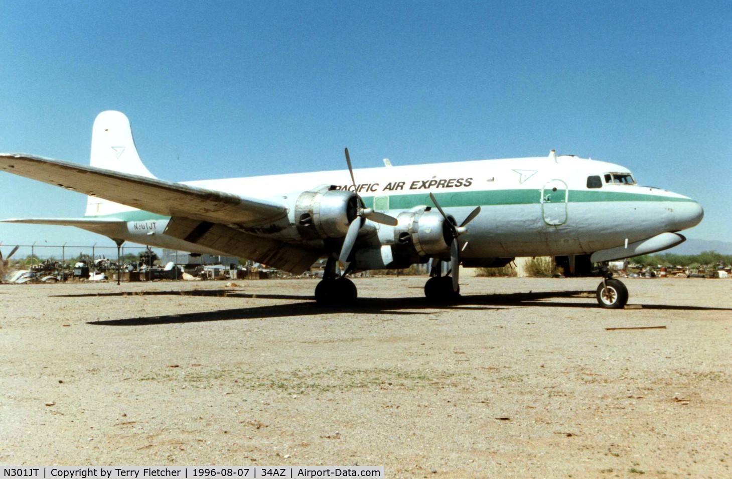 N301JT, 1944 Douglas C-54B Skymaster C/N 18375, This Douglas C54B-DC of Pacific Air Express was photographed at Chandler Memorial in 1996