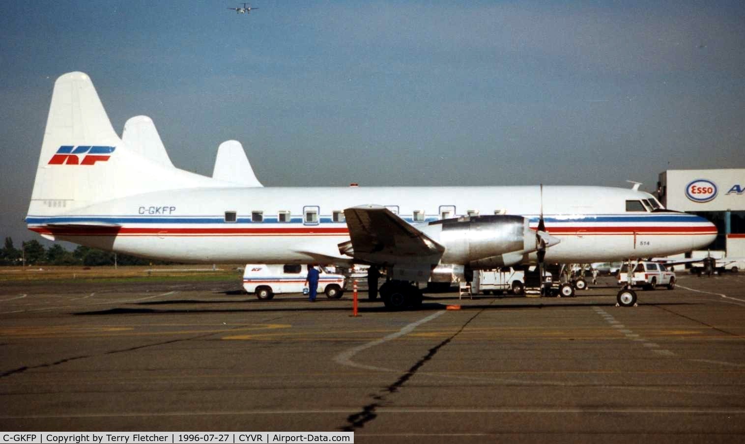 C-GKFP, 1956 Convair 580 C/N 446, Kelowna Flightcraft Air Charter CV580 sits at Vancouver Int  in 1996