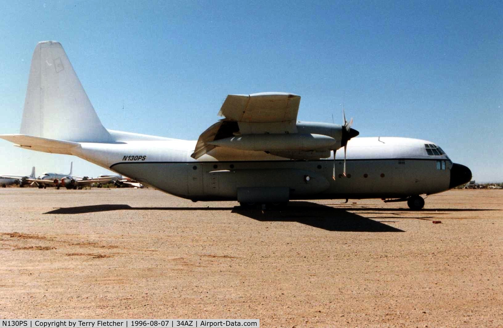 N130PS, 1958 Lockheed C-130A Hercules C/N 182-3212, The Lockeed C130B cn 3212 that used to wear these marks was photographed on the T&G ramp at Chandler Memorial in 1996