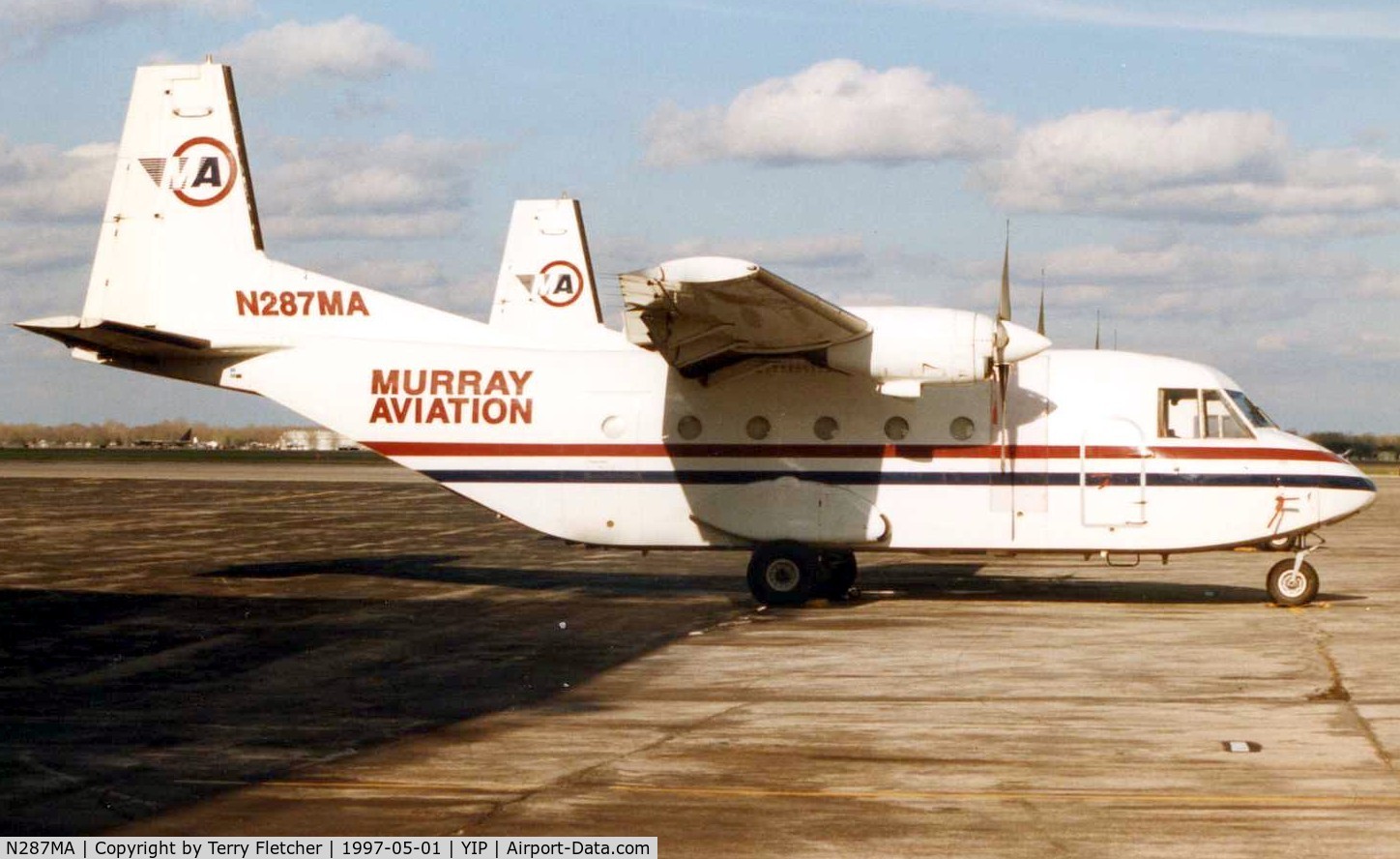 N287MA, 2007 Piper PA-46-500TP C/N 4697319, These marks were previously worn by Murray Aviation's Casa C212-200 cn 287 pictured here at its home base of Detroit Willow Run in 1997
