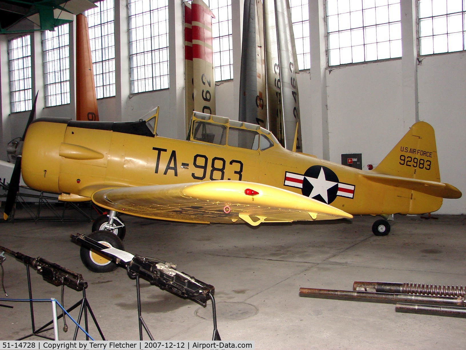 51-14728, North American T-6G Texan C/N 182-415, Atlyhough this texan is painted (4)92983 and preserved at the Poland Aviation Museum in Krakow - it originally was 41-35201  before becoming 51-14728. This aircraft is not to be confused with F-AZVN which also wears 49-2983 on its tail fin and still flies