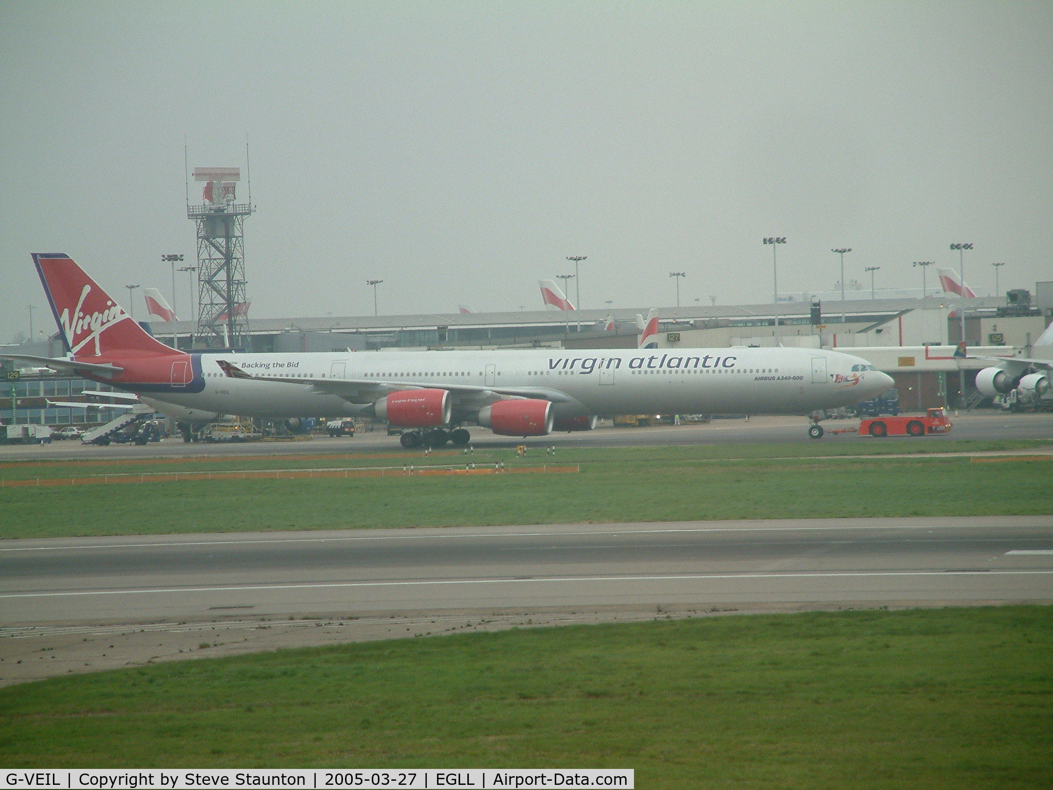 G-VEIL, 2004 Airbus A340-642 C/N 575, Taken at Heathrow Airport March 2005