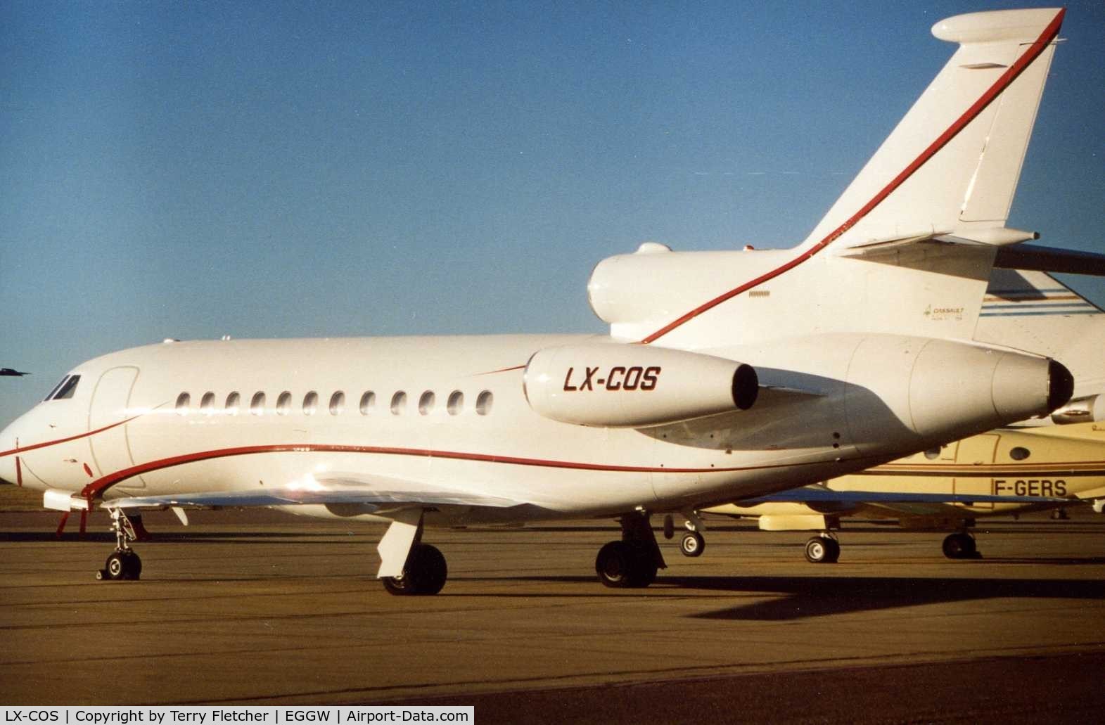 LX-COS, 1997 Dassault Falcon 900B C/N 159, Dassault Falcon 900B cn 159 at Luton