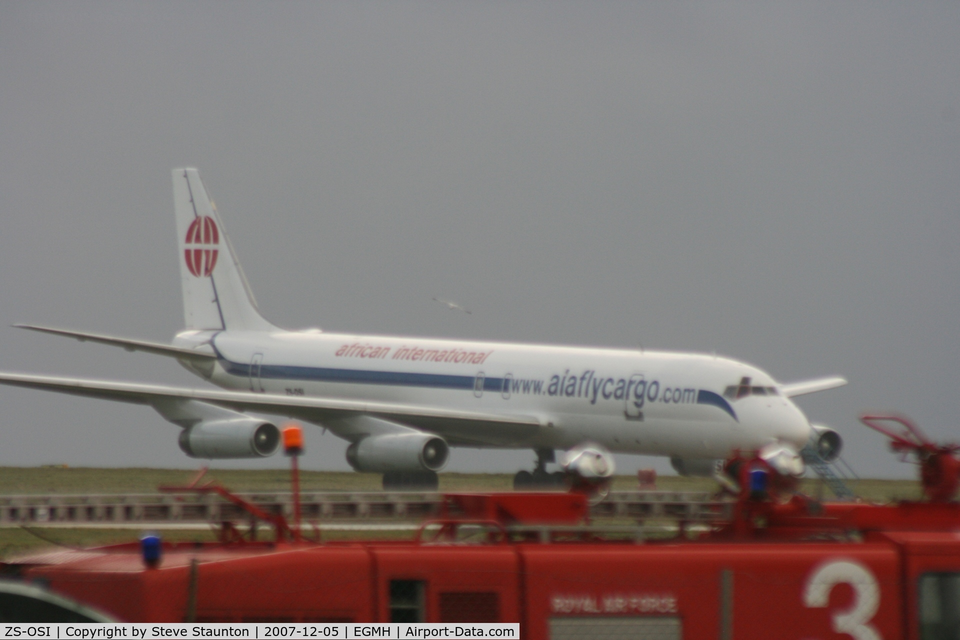 ZS-OSI, 1970 Douglas DC-8-62F C/N 46098, Taken on a wet windy December day at Manston (05/12/2007)