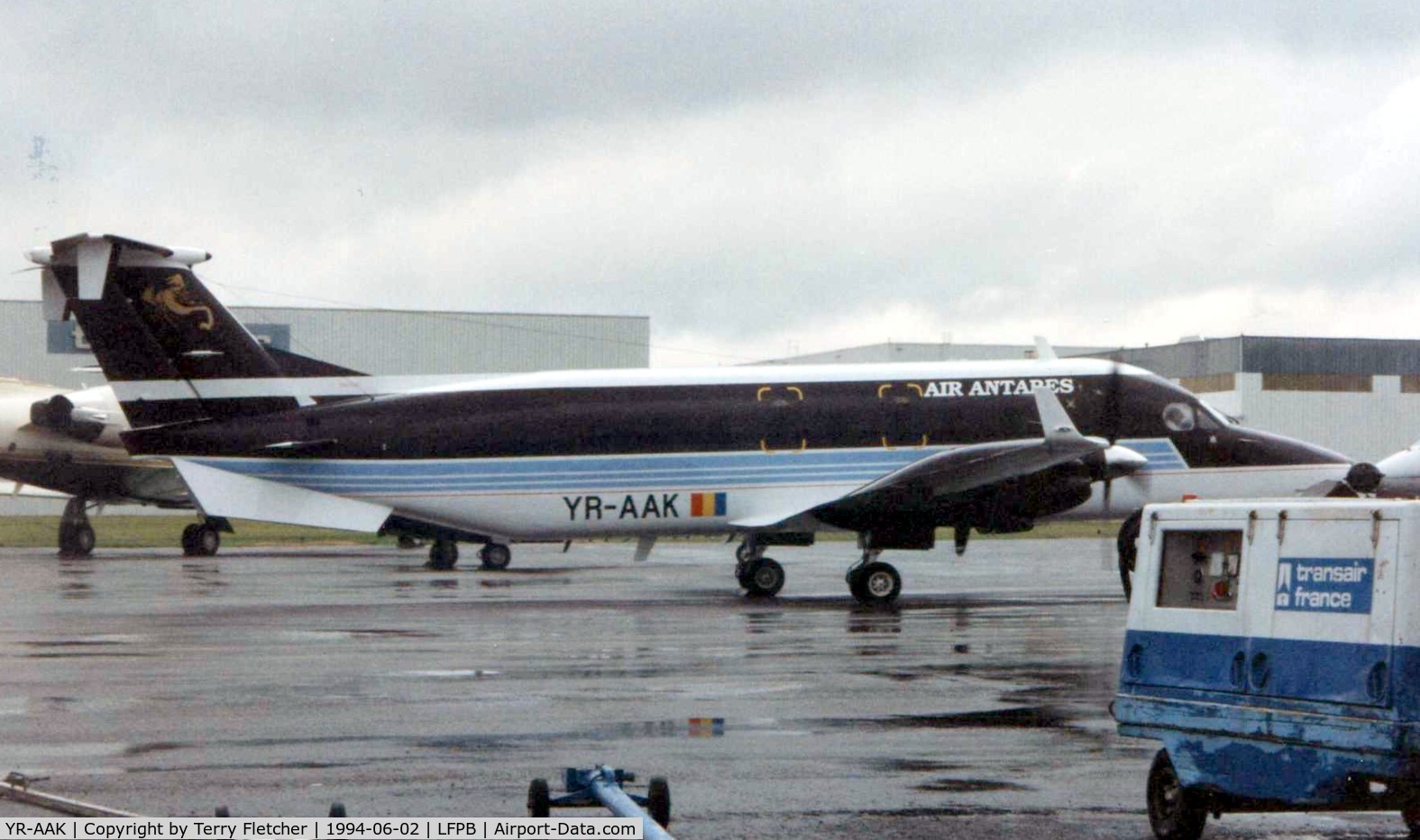 YR-AAK, 1993 Beech 1900D C/N UE-69, Air Antares B1900D c/n UE-69 , sits on the Paris Le Bourget ramp