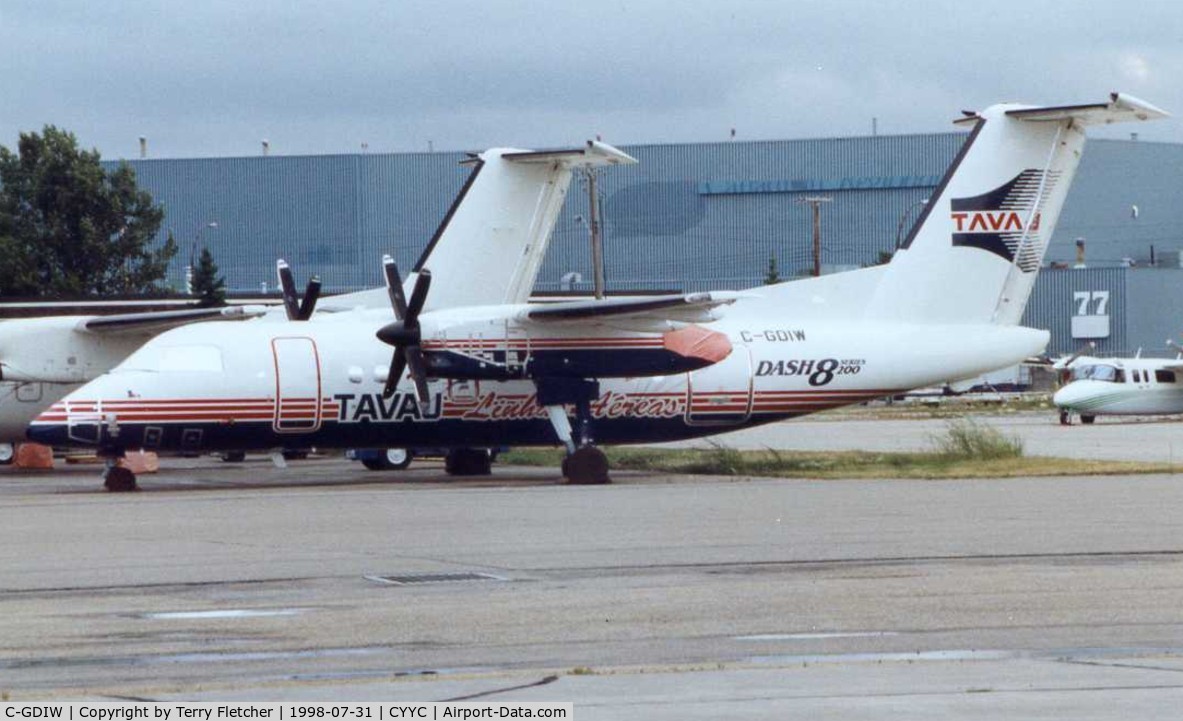 C-GDIW, 1997 De Havilland Canada DHC-8-315Q Dash 8 C/N 497, This photo was taken at Calgary in 1998 prior to the aircraft being delivered to TAVAJ as PT-TVD