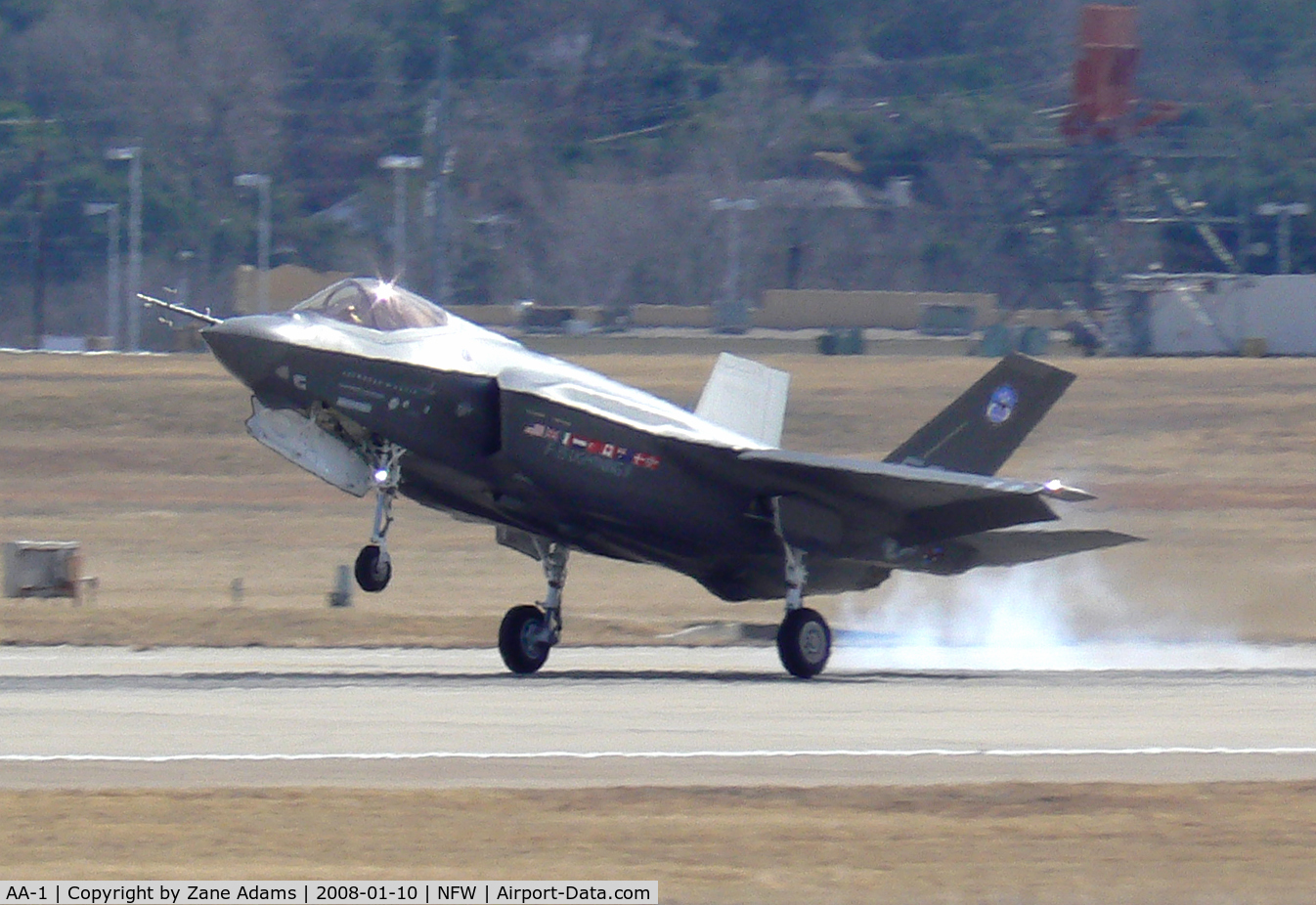 AA-1, 2006 Lockheed Martin F-35A Lightning II C/N AA-1, Prototype F-35A landing at Carswell Field - Test Flight #25